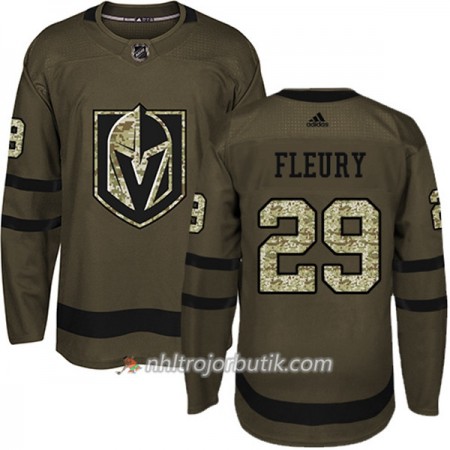 Män Ishockey Vegas Golden Knights Tröja Marc-Andre Fleury 29 Adidas 2017-2018 Camo Grön Authentic